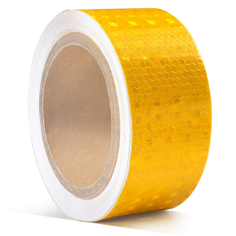 ONTWIE 30ft X 2" Reflective Safety Tape Honeycomb Yellow for Trailers 2 Inch - Reflector Conspicuity Caution Warning Sticker High Intensity Waterproof - Image 1